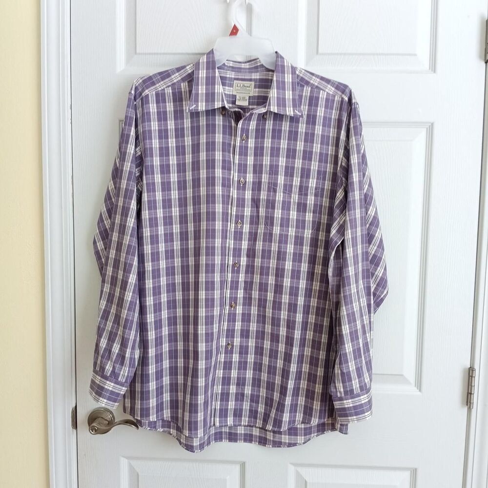 Men's L.L. Bean Traditional Fit Plaid Long Sleeve Button-Down Shirt XL
